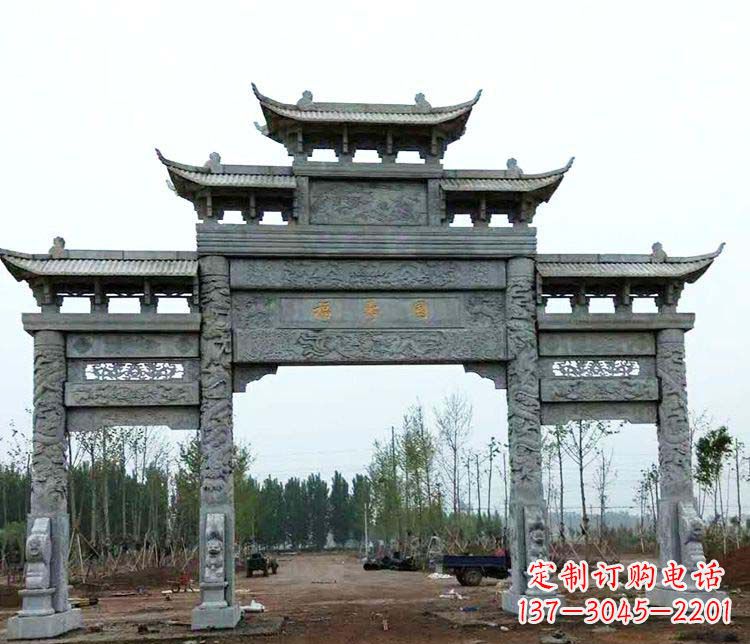 河源精美石雕牌坊雕塑