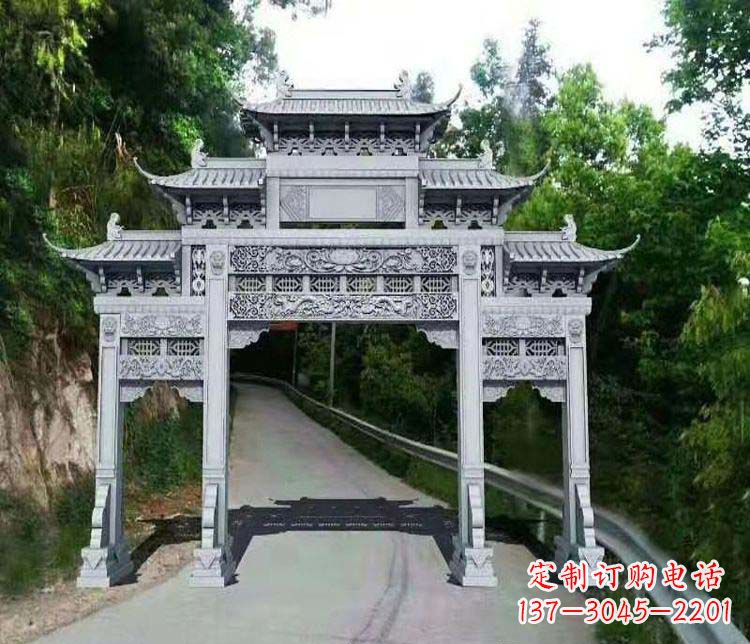 河源仿古三门牌坊石雕