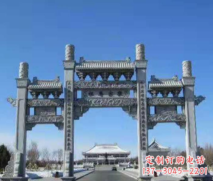 河源领雕仿古三门石牌坊