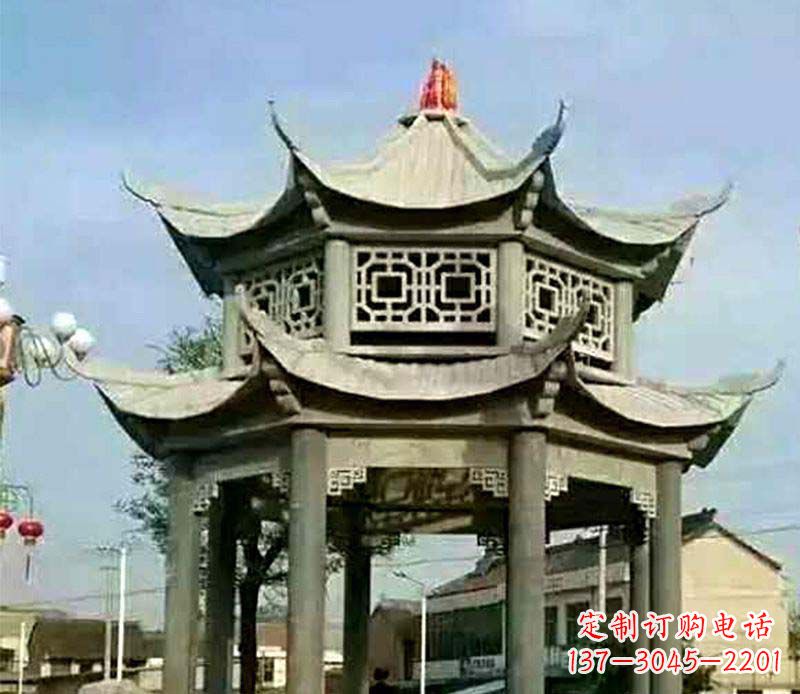 河源仿古石凉亭石雕 (2)