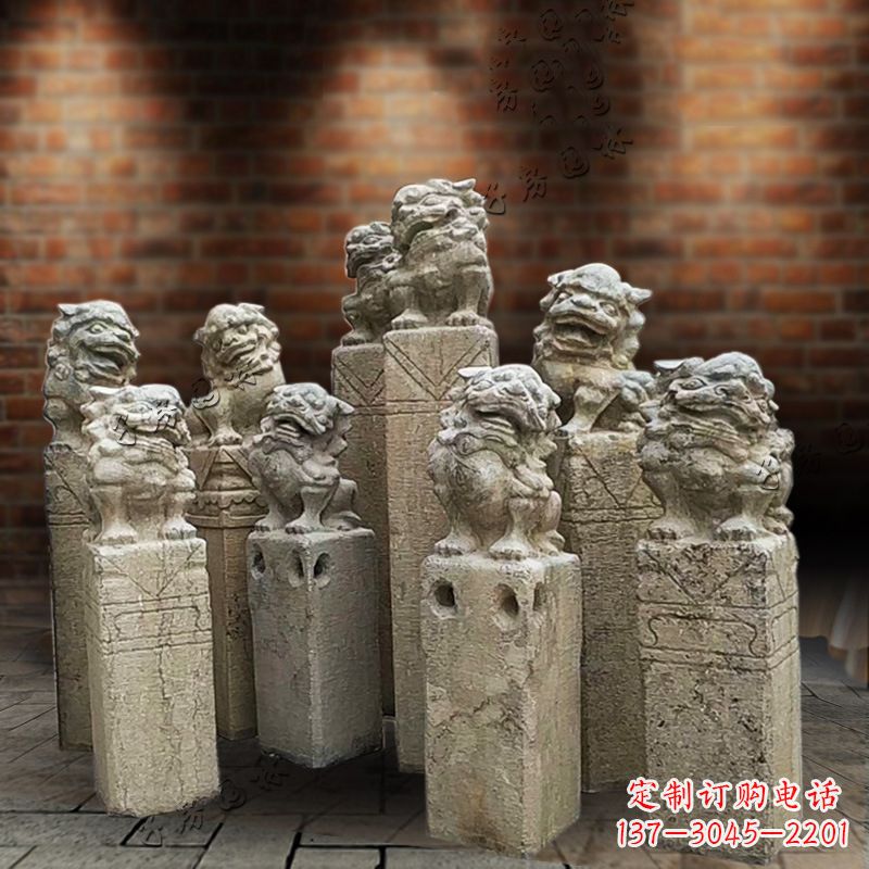 河源仿古栓马柱雕塑