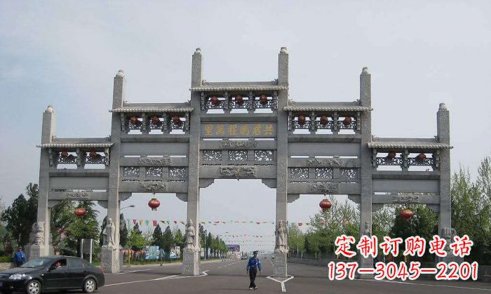 河源精美仿古石雕牌坊雕塑