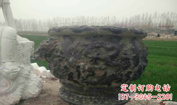 河源仿古圆形水缸石雕