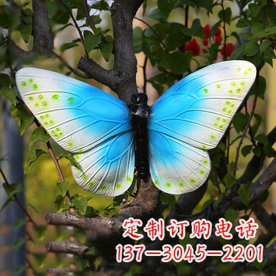 河源精致风韵,蓝白蝴蝶雕塑