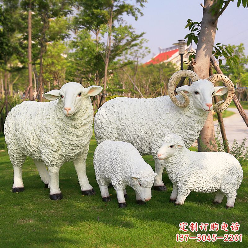 河源乡村绵羊雕塑 – 农家院庭院仿真动物摆件