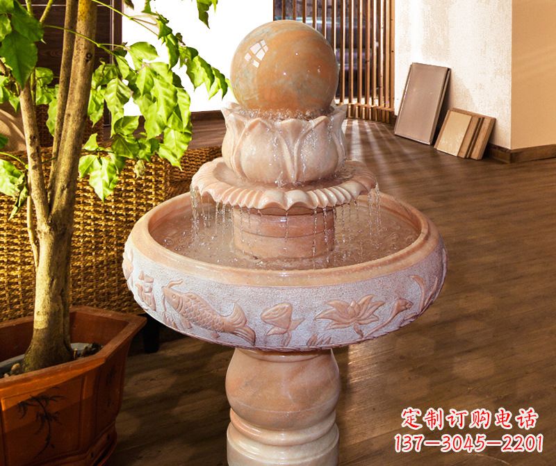 河源浑然天成的风水球石雕