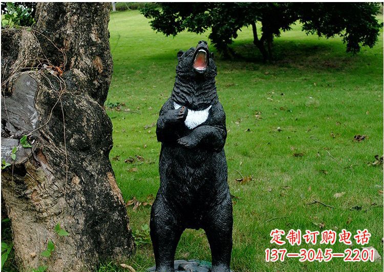 河源公园风情玻璃钢仿真黑熊雕塑