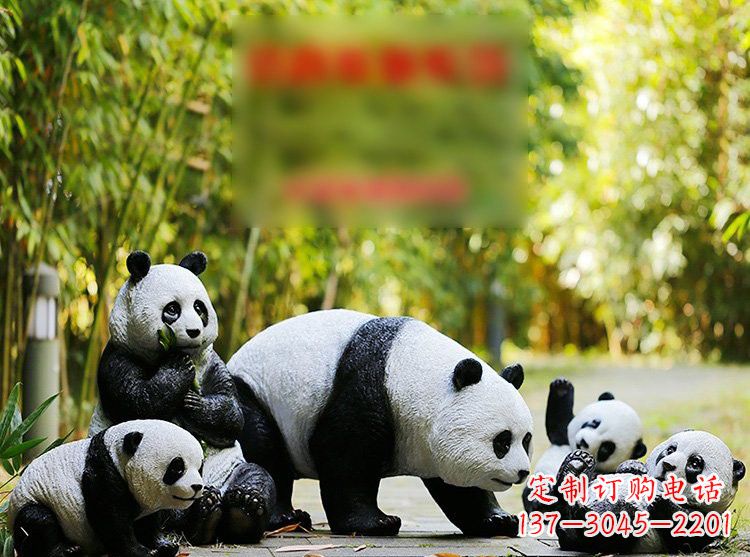 河源玻璃钢仿真熊猫雕塑