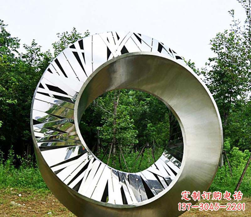 河源符号意义深刻的不锈钢抽象圆环雕塑