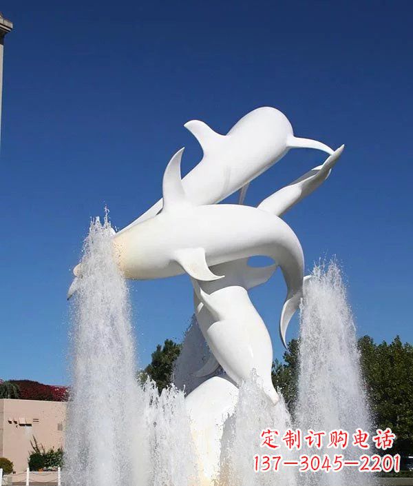 河源完美纪念,精致的不锈钢海豚雕塑