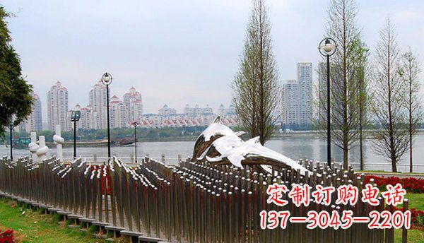 河源动物主题不锈钢海豚雕塑