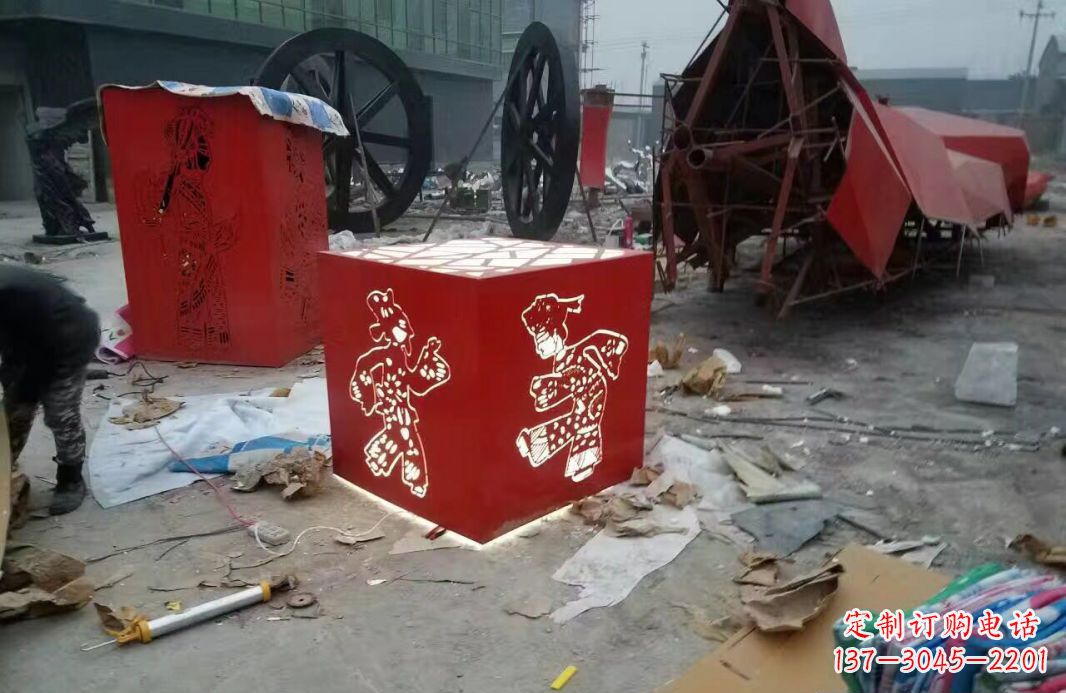 河源高品质不锈钢皮影戏人物雕塑
