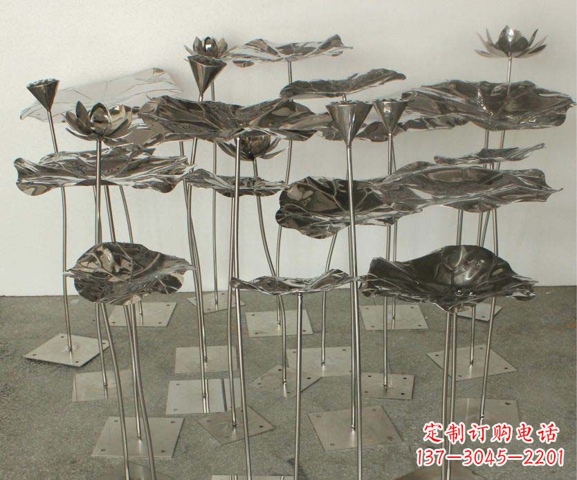 河源精美装饰不锈钢莲叶雕塑