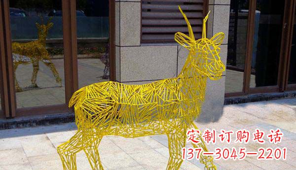 河源梦幻般的不锈钢小鹿大理石塑像