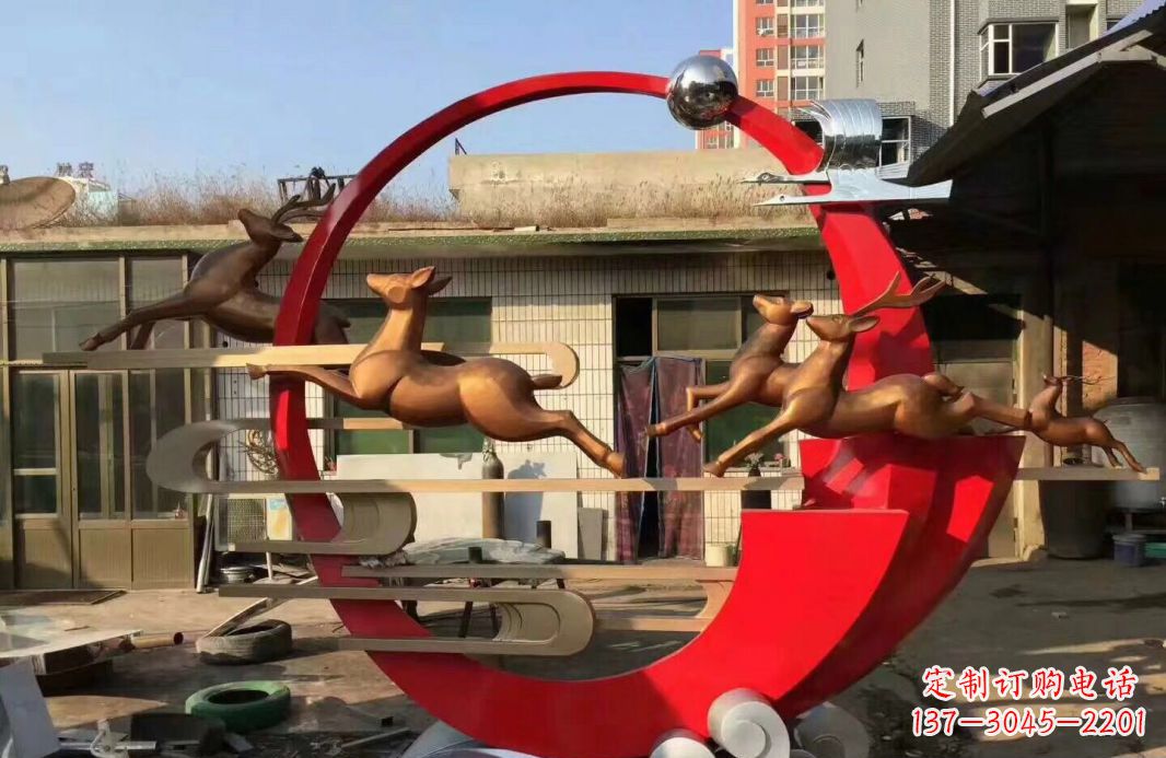 河源高端不锈钢梅花鹿雕塑