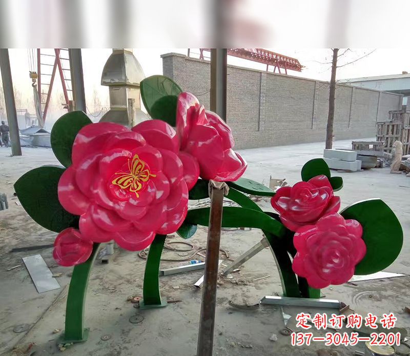 河源中领雕塑花朵般精美的不锈钢牡丹雕塑