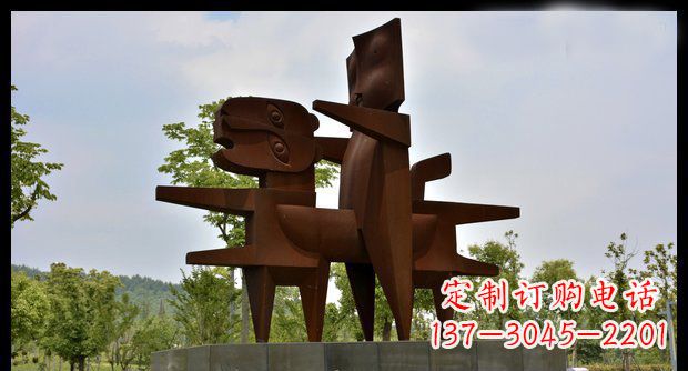 河源不锈钢人骑老虎雕塑