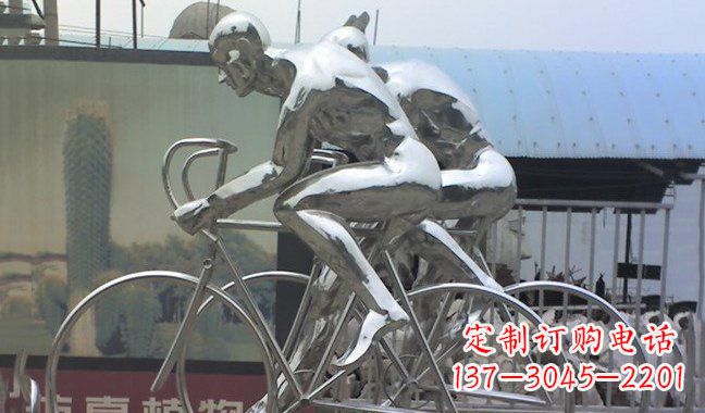 河源不锈钢骑行自行车雕塑