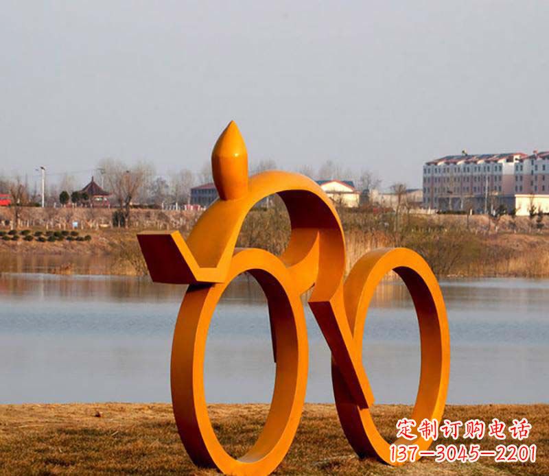 河源产品名称健康运动不锈钢骑自行车人物雕塑