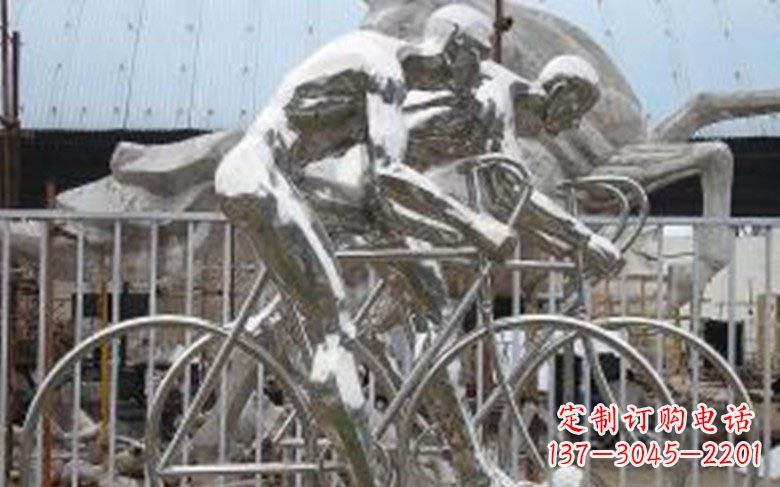河源铸造不锈钢骑自行车景观雕塑