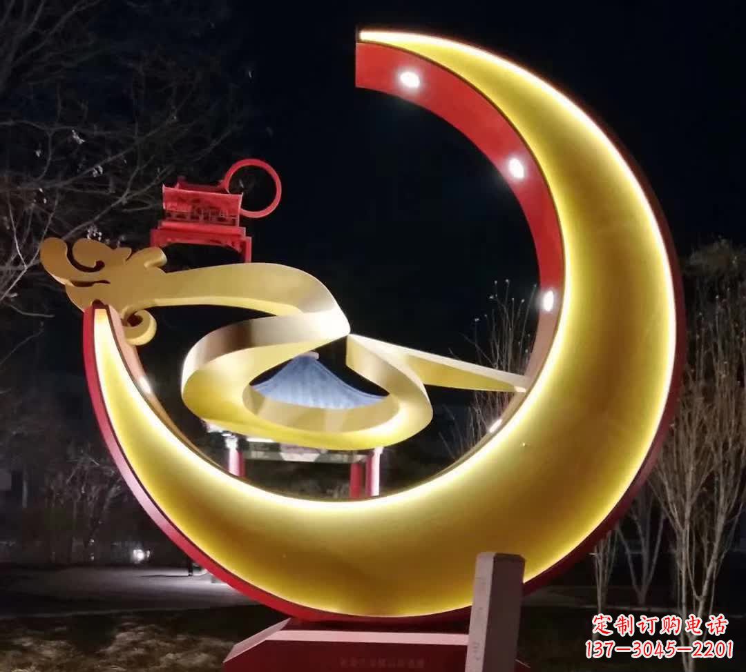 河源精致不锈钢月亮雕塑