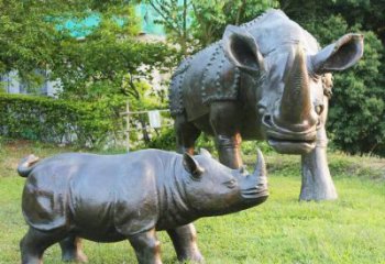 河源犀牛铜雕-公园园林草坪室内外装饰雕塑