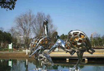 河源手工制作的可爱丹顶鹤雕塑