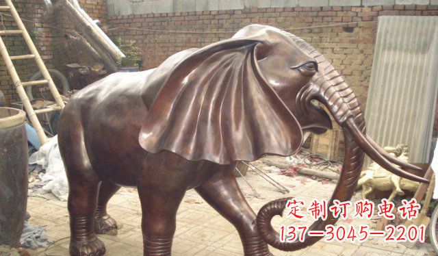 河源精美细腻的铸铜大象雕塑