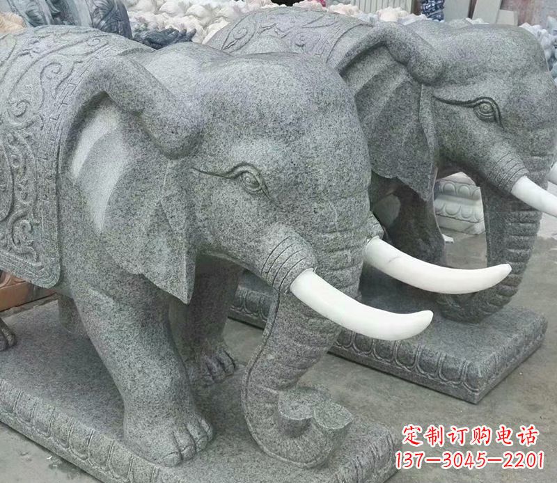 河源象征力量的大理石大象雕塑