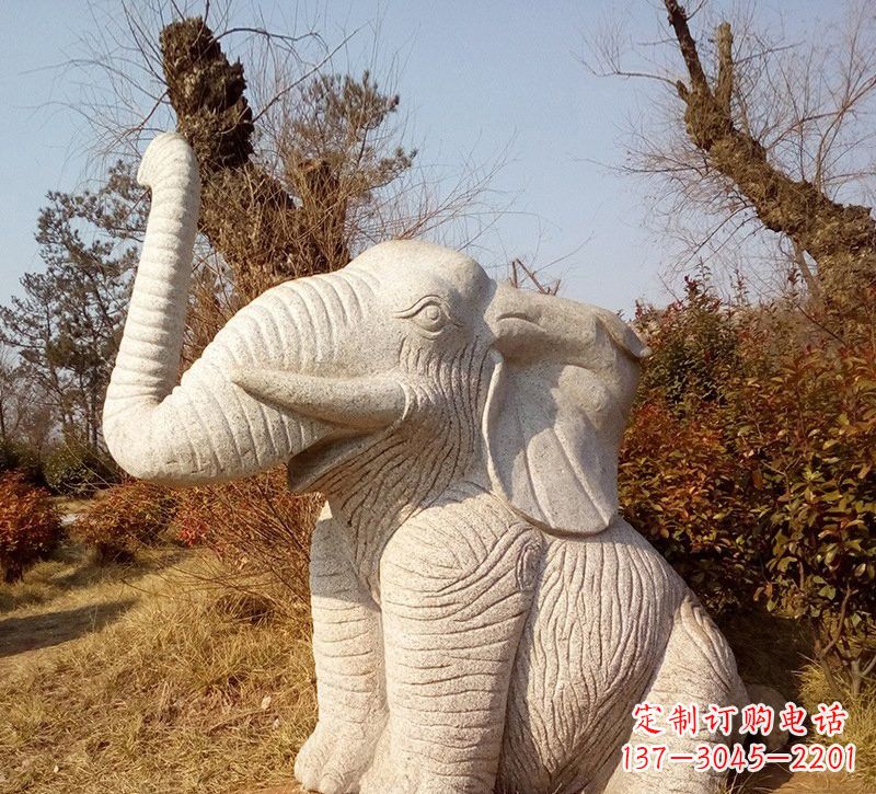 河源公园动物大象石雕