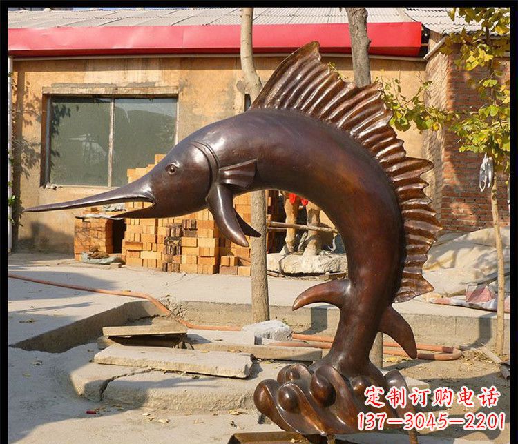 河源公园剑鱼动物铜雕