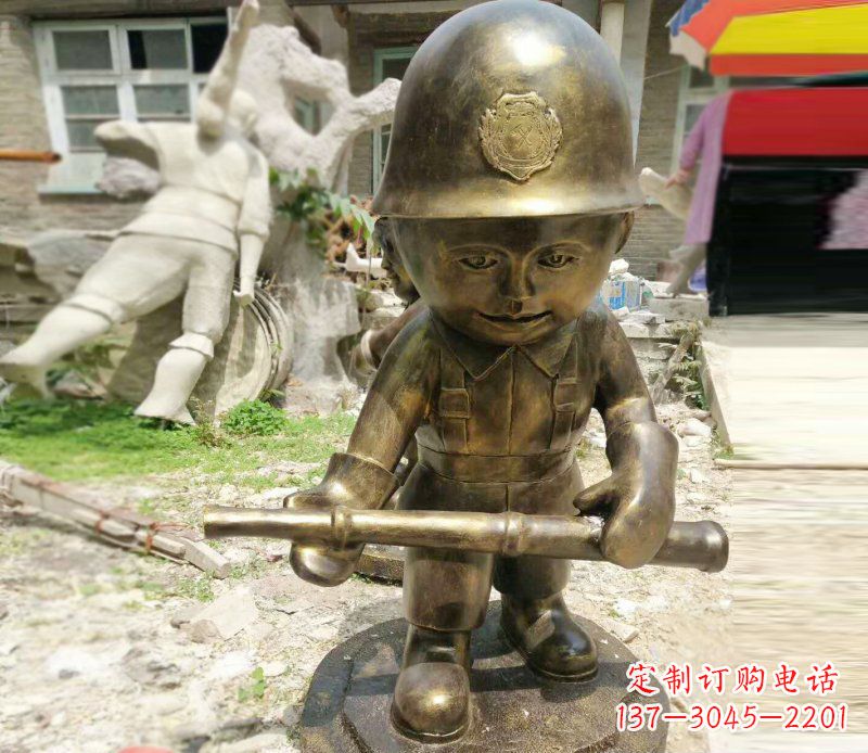 河源公园景观摆件小小交通警察铜雕