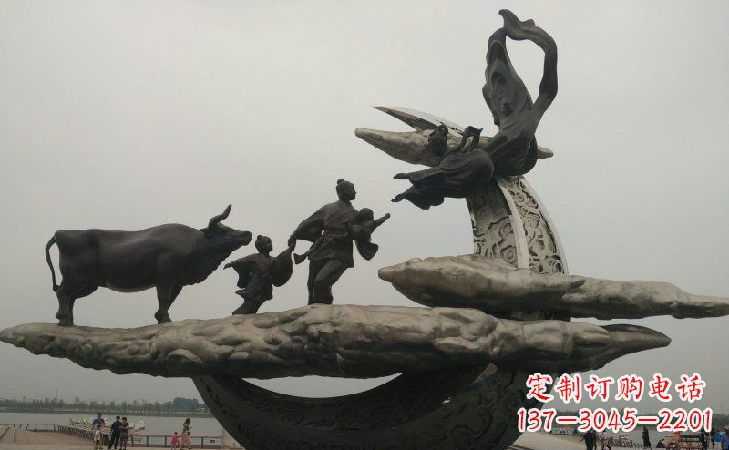 河源非凡爱恋不锈钢牛郎织女雕塑
