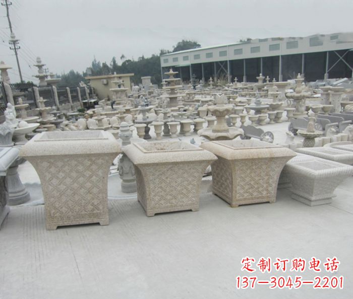 河源优雅花盆大理石雕塑