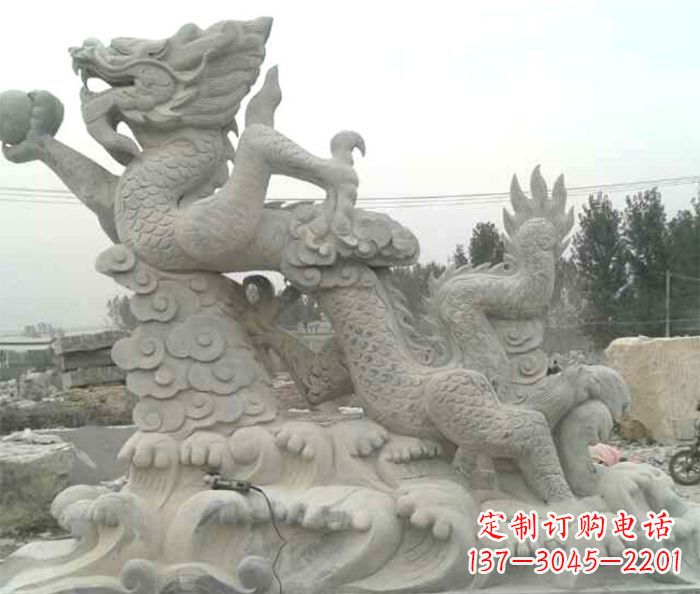 河源精美青龙出水石雕