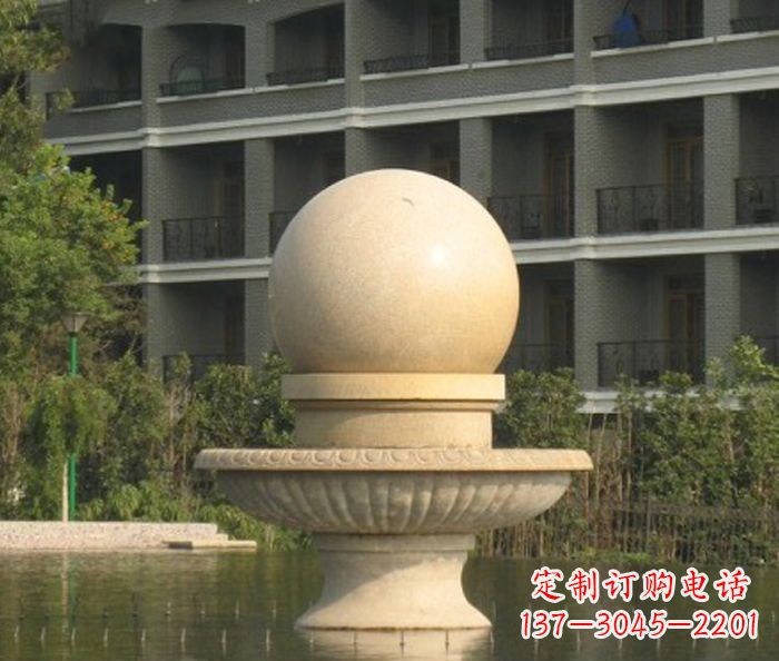 河源小型风水球喷泉石雕给公园注入活力的美妙雕塑景观