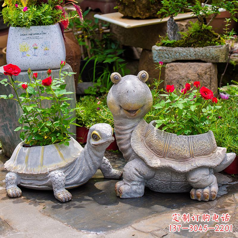 河源铸铁乌龟花盆雕塑