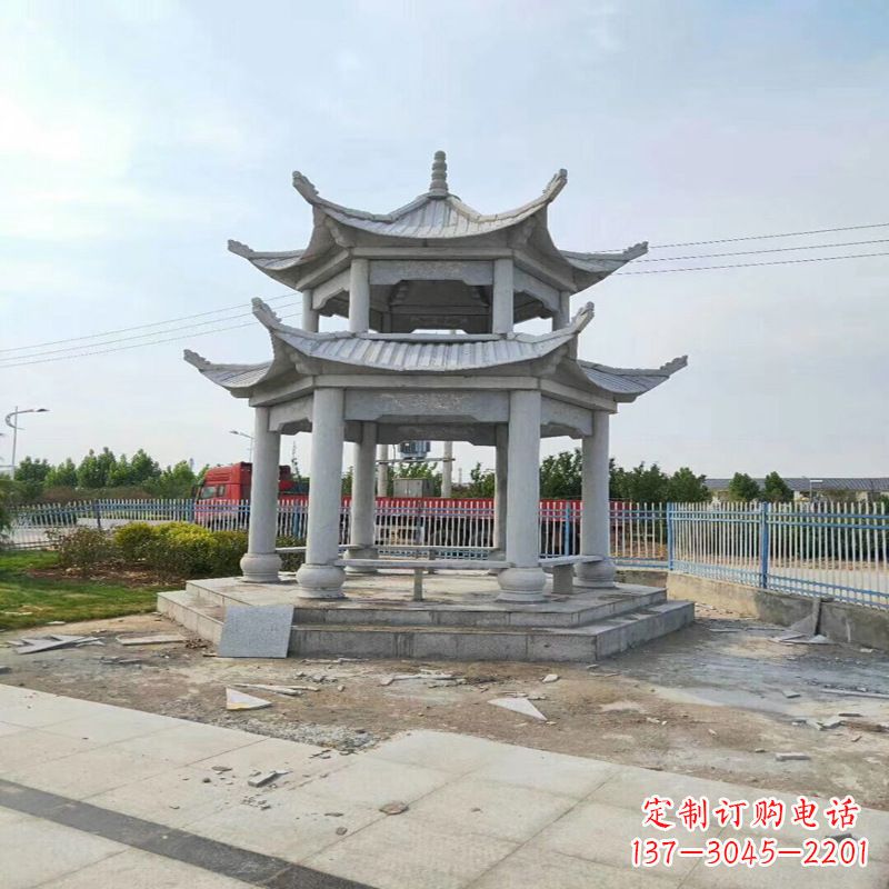 河源中领雕塑-精美双层凉亭石雕