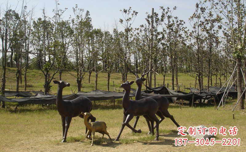 河源优雅雕塑-梅花鹿铜雕