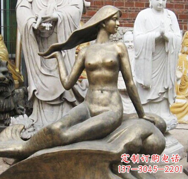 河源精美铜质美人鱼雕塑