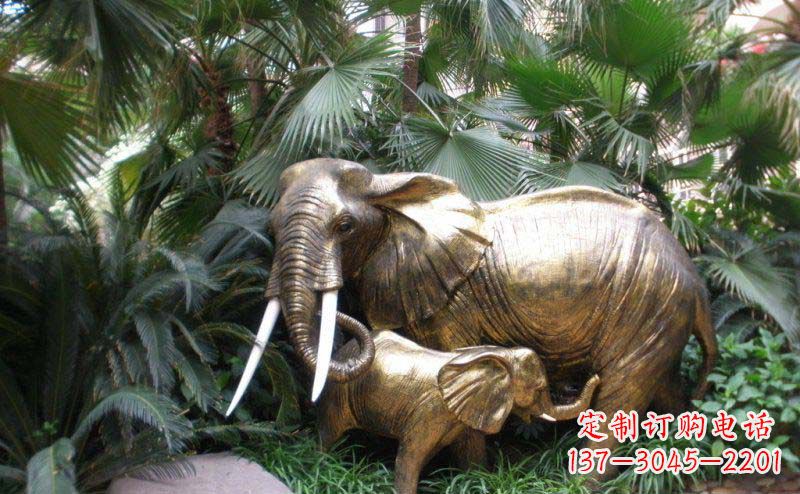 河源公园母子大象动物铜雕