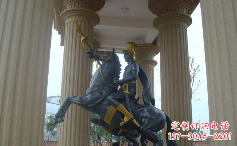 河源公园骑马的罗马士兵人物铜雕