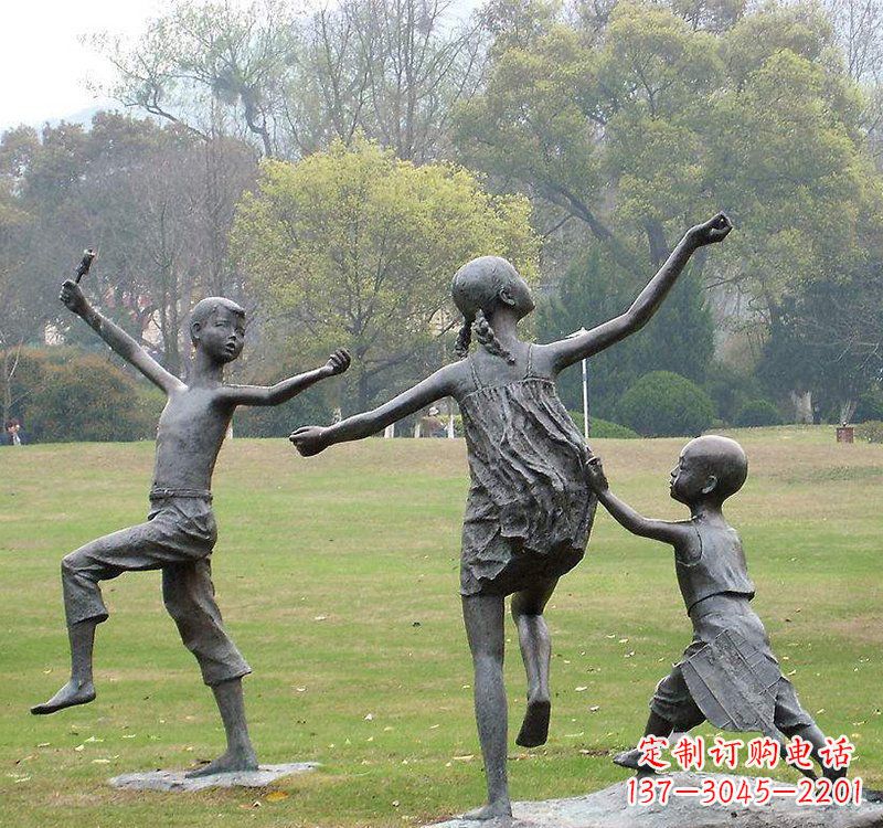 河源公园人物放风筝的儿童铜雕