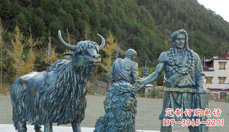 河源中领雕塑定制牦牛景观铜雕