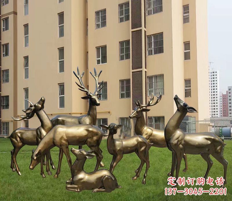 河源公园铜雕梅花鹿