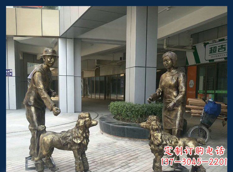 河源精美铜雕牧羊犬人物雕塑