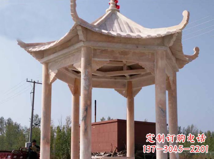 河源公园晚霞红六角石雕凉亭 (6)