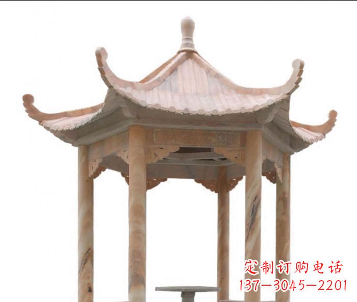 河源公园晚霞红六角石雕凉亭 (12)