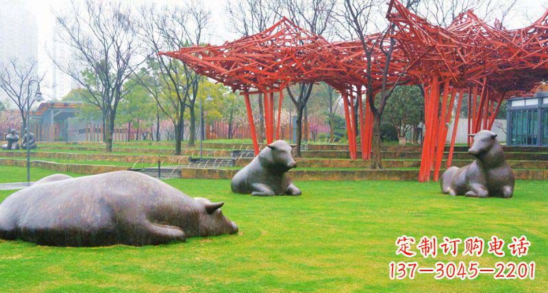 河源中领雕塑精美休闲动物铜雕