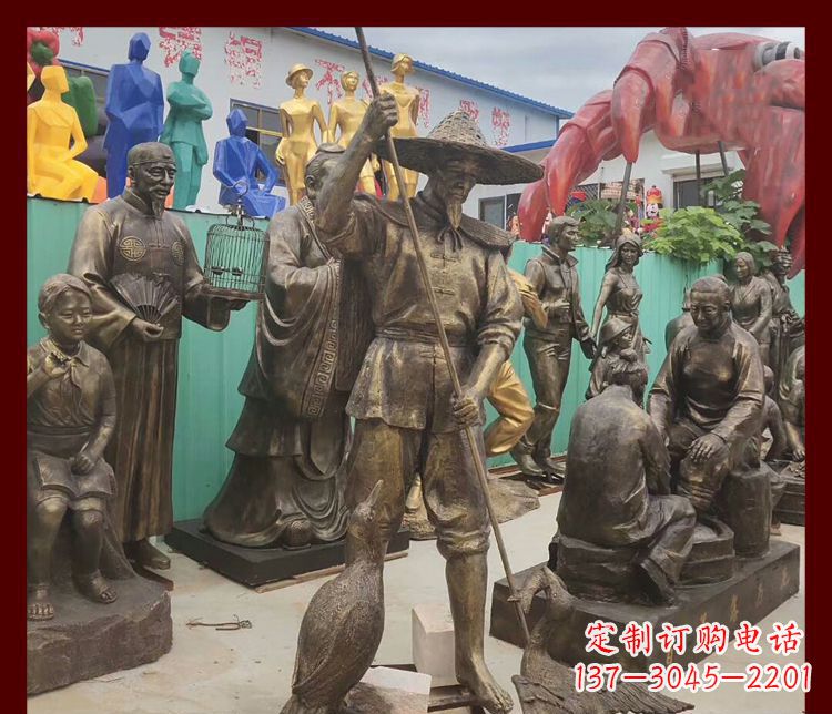 河源新中式鸬鹚铜雕塑